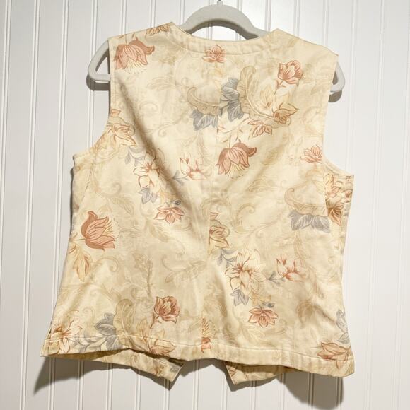 Coldwater Creek Beige Floral Vest Waistcoat Tapestry Size Large - Picture 5 of 5